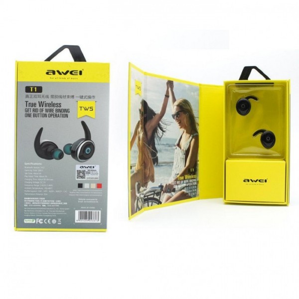 Bluetooth наушники стереогарнитура Awei T1 Чёрный Bluetooth наушники стереогарнитура Awei T1 Чёрный